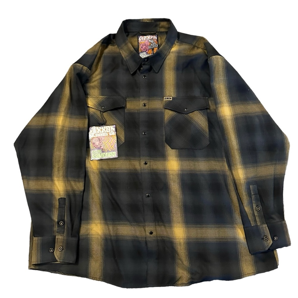 DIXXON The Panhandle Men’s Long Sleeve Black Gold Flannel EUC 5X
